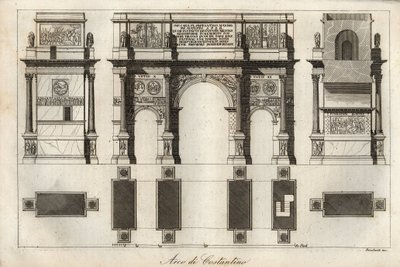 Arch of Constantine in Rome - engraving from 