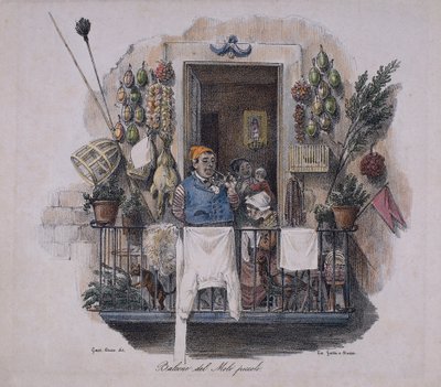 Balcony at the Small Pier in Naples, Italy, 19th Century by Italian School