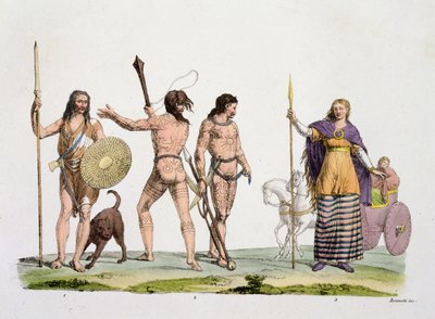 Britons, Caledonians, and Queen Boadicea, plate 4 from The History of the Nations by Italian School