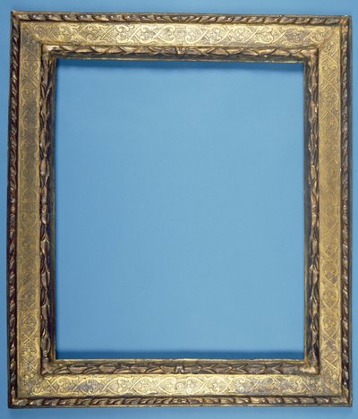 Carved and gilded plate frame with a stepped floral design by Italian School