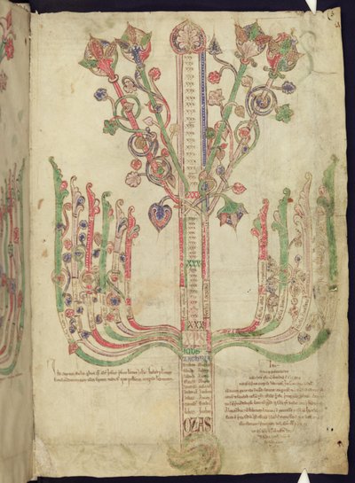 Corpus Christi Oxford MS 255A f.11r Tree Depicting Genealogy of Biblical Figures in the New Testament by Italian School