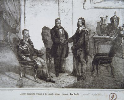 Council between Garibaldi and Cavour on 24th April, 1861 by Italian School