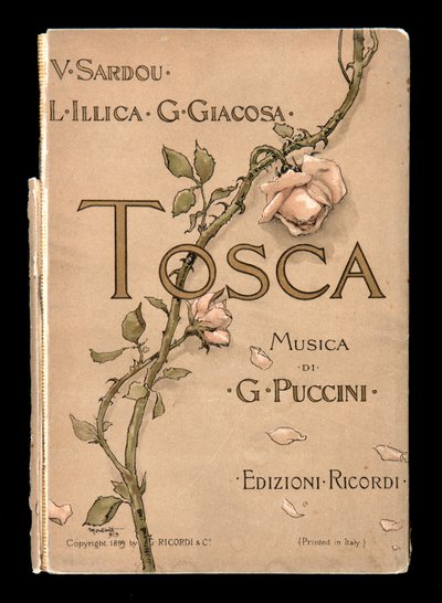 Cover, Libretto of Tosca by Giacomo Puccini, Edition Ricordi, Italy by Italian School
