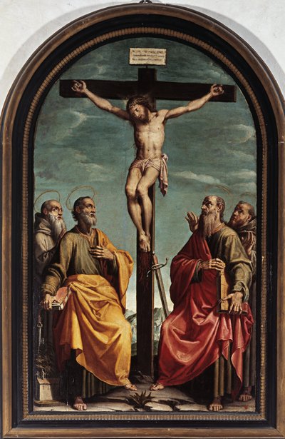 Crucifixion with Saint Peter, Paul, Romualdo and Francis by Italian School