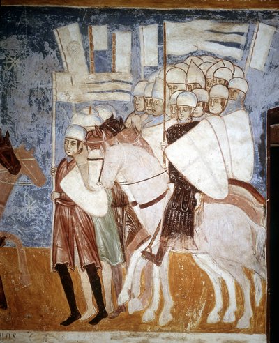 Crusaders Listening to the Speech of Ottone Visconti (Fresco by Rocca di Angera, early 14th century) by Italian School