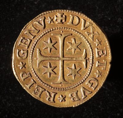 Currency of the Republic of Genoa: five gold doppie coin. Diam. 41 mm. 1642. Front. Genoa Musei di Strada Nuova by Italian School