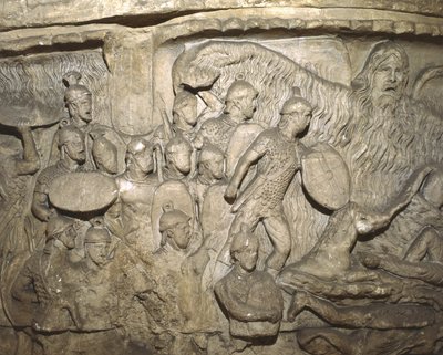 Detail from a Cast of the Column of Marcus Aurelius Showing the Miracle of the Rain by Italian School