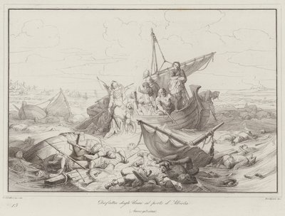 Defeat of the Huns at the port of Albiola, 903 by Italian School
