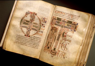 Double page of a liturgical manuscript from the 11th century by Italian School