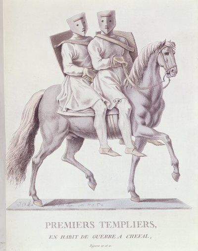 Early Mounted Knights Templar in Battle Dress by Italian School