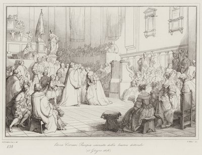 Elena Cornaro Piscopia Crowned with a Doctoral Degree by Italian School