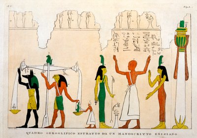 Excerpt from an Egyptian hieroglyphic manuscript, engraved by Dominique Vivant, Baron de Denon by Italian School