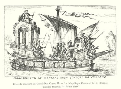 Marriage Festivities of Grand Duke Cosimo II, The Magnificent Carousel in Florence (engraving) by Italian School
