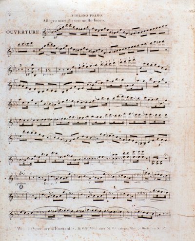 First page of the musical score, for the violin, from the opera 