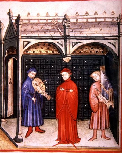 A Singer Accompanied by Organ and a Stringed Instrument, illustration from 
