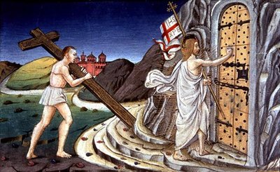 After His death Christ turns to lead the souls of the just into Paradise by Italian School