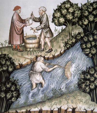 Fishing (illustration from Tacuinum Sanitatis Codex Vindobonensis) by Italian School