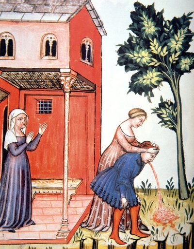 Throwing Up, illustration from Tacuinum Sanitatis Codex Vindobonensis by Italian School