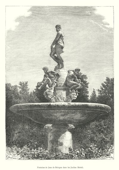 Fountain by Jean de Bologne in the Boboli Gardens (engraving) by Italian School