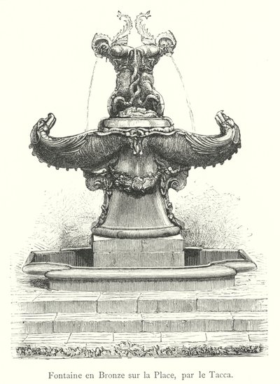 Bronze Fountain in the Square, by Tacca (engraving) by Italian School