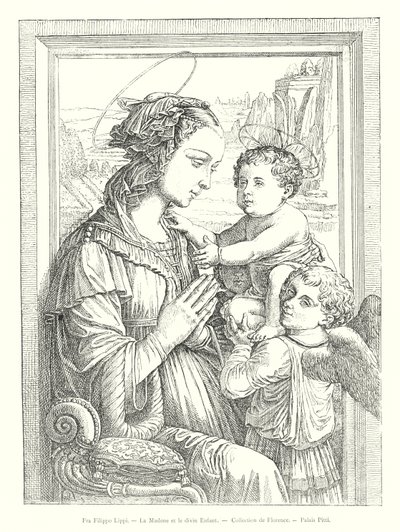 The Madonna and Child, Collection of Florence, Pitti Palace, by Fra Filippo Lippi (engraving) by Italian School