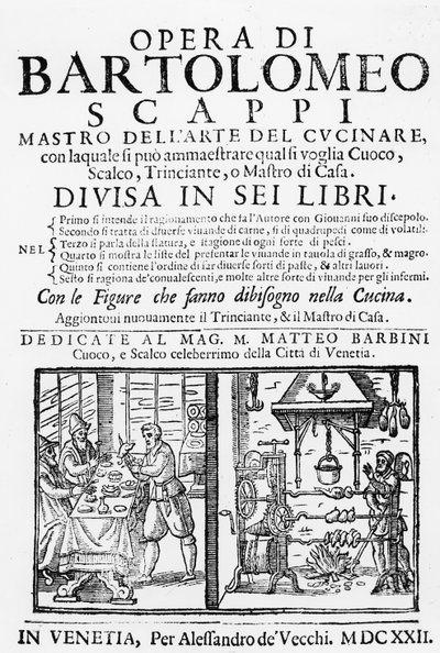 Frontispiece to the Cook Book of Bartolomeo Scappi, 1622 by Italian School