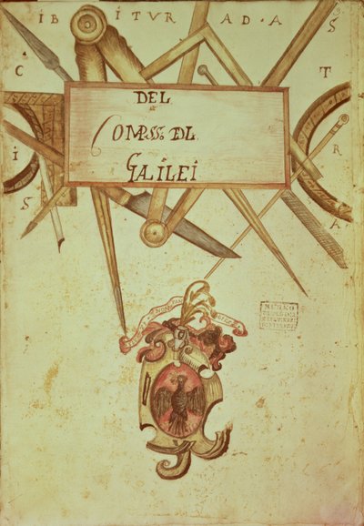 Frontispiece to a copy manuscript of The Operation of Geometric and Military Compasses written by Galileo Galilei (1564-1642) by Italian School
