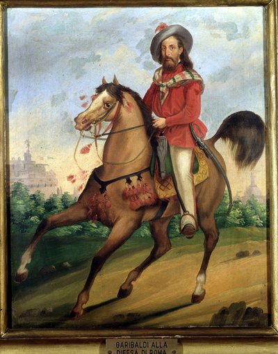Garibaldi on Horseback Defending Rome by Italian School