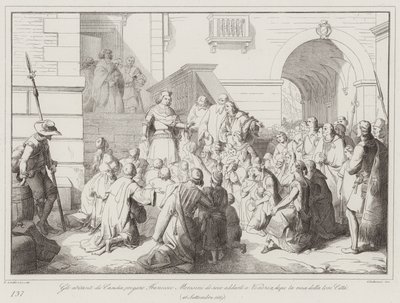 The Inhabitants of Candia Beg Francesco Morosini to Take Them to Venice After the Surrender of Their City by Italian School