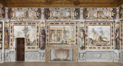 Hall of the Zodiac: Gods punishing men and male figures representing the months of the year by Italian School