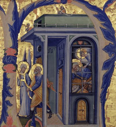 Historiated initial N depicting the Liberation of St. Peter by Italian School