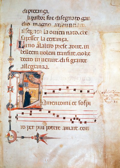 Illuminated pages from Lauda by Jacopone of Todi, manuscript by Italian School