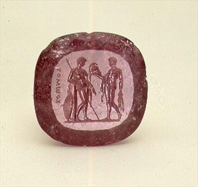 Intaglio of warrior and armour bearer, c.1800 by Italian School
