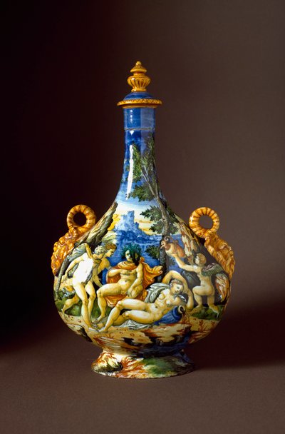Io and Juno. Ceramic jug from Fontana workshop, Urbino by Italian School