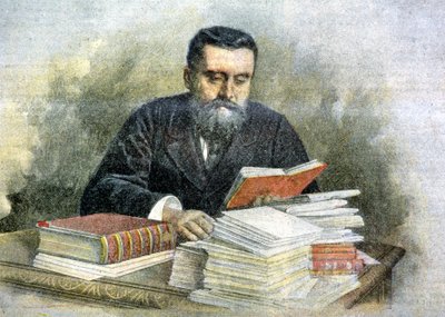 Jean Jaurès at his reading desk by Italian School