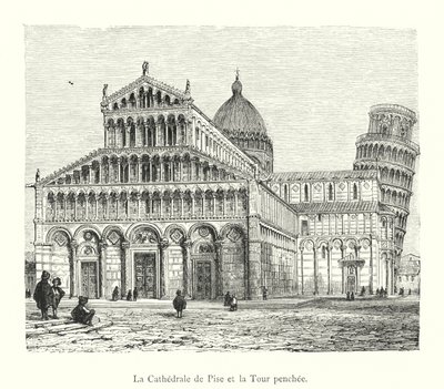The Cathedral of Pisa and the Leaning Tower (engraving) by Italian School