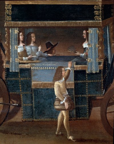 Ladies in car (detail) by Italian School