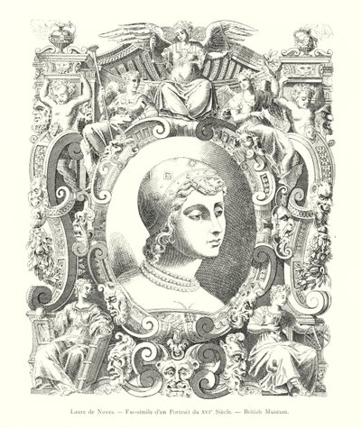 Laura de Noves, Fac-simile of a 16th Century Portrait, British Museum (engraving) by Italian School