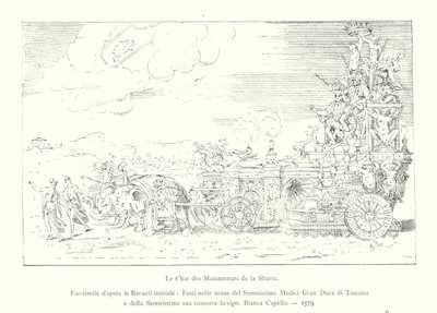 The Chariot of the Maintainers of the Sbarra, Facsimile from the Collection Titled, Festivities at the Wedding of the Most Serene Medici Grand Duke of Tuscany and His Most Serene Consort Bianca Capello by Italian School