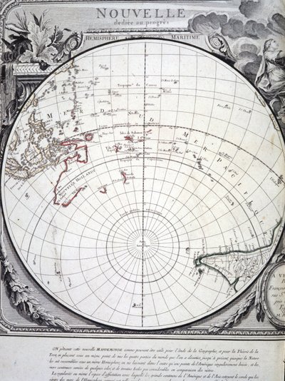 Map of the Pacific Ocean engraved in Venice in the 18th century by Italian School