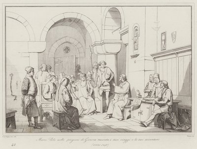 Marco Polo in the Prisons of Genoa Tells of His Travels and Adventures by Italian School