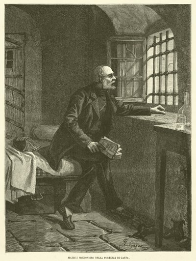 Mazzini Prisoner in the Fortress of Gaeta (engraving) by Italian School