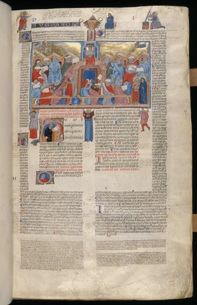 Christ in the Temple, miniature from the Decreta cum Apparatu Ioannis Andreae Laurentii by Italian School