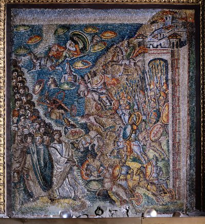 Panel with Mosaic Depicting Crossing of Red Sea, Central Nave, Basilica of Santa Maria Maggiore, Rome, Italy by Italian School