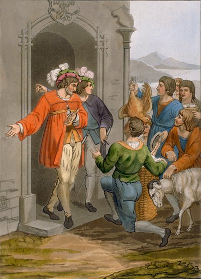 Peasants Giving Tithes, Alpine Region, c.1800-18 by Italian School