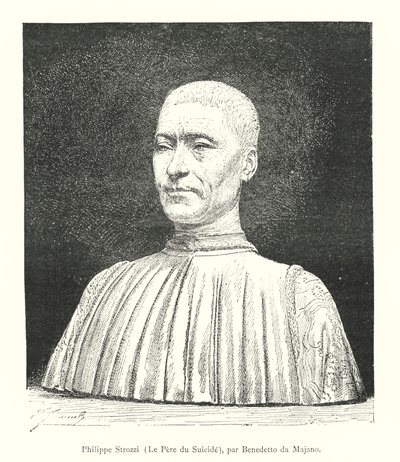 Filippo Strozzi, The Father of Suicide, by Benedetto da Maiano (engraving) by Italian School