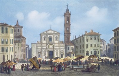 Piazza Santo Stefano from Views of Milan and its Environs by Italian School