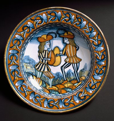 Plate depicting two soldiers in combat by Italian School