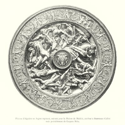 Silver Ewer Tray, Made for the House of Medici, Attributed to Benvenuto Cellini but Probably by Gaspero Mola (engraving) by Italian School