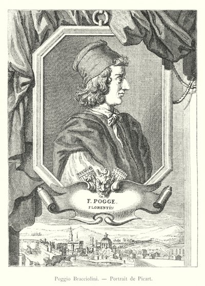 Poggio Bracciolini, Portrait by Picart by Italian School